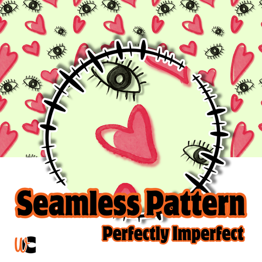 Wonky Hearts & Eyes Pattern – Perfectly Imperfect Hand-Drawn Digital Paper