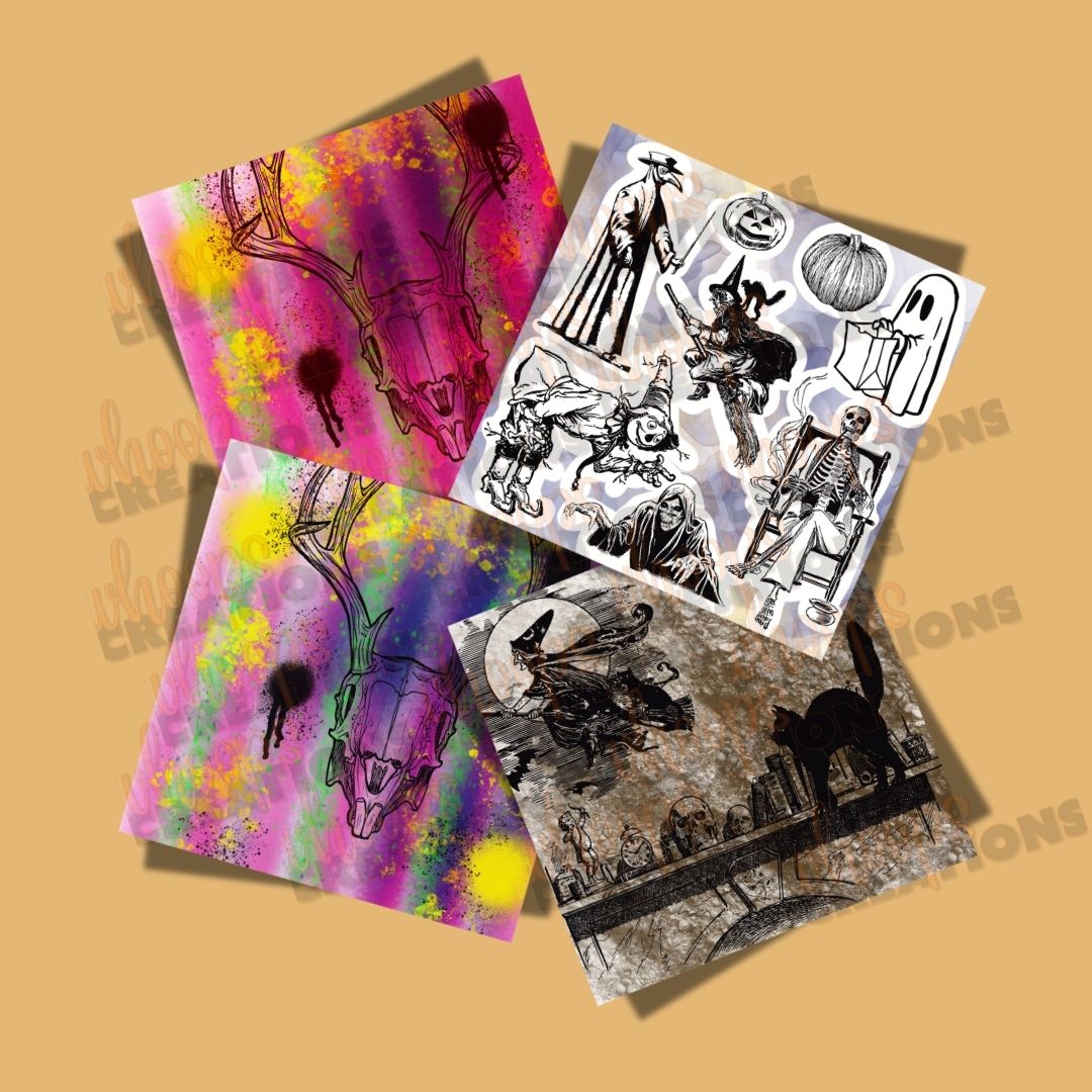 Grunge Digital Paper Set – Imperfect Halloween Hand-Drawn 12"x12" Sheets