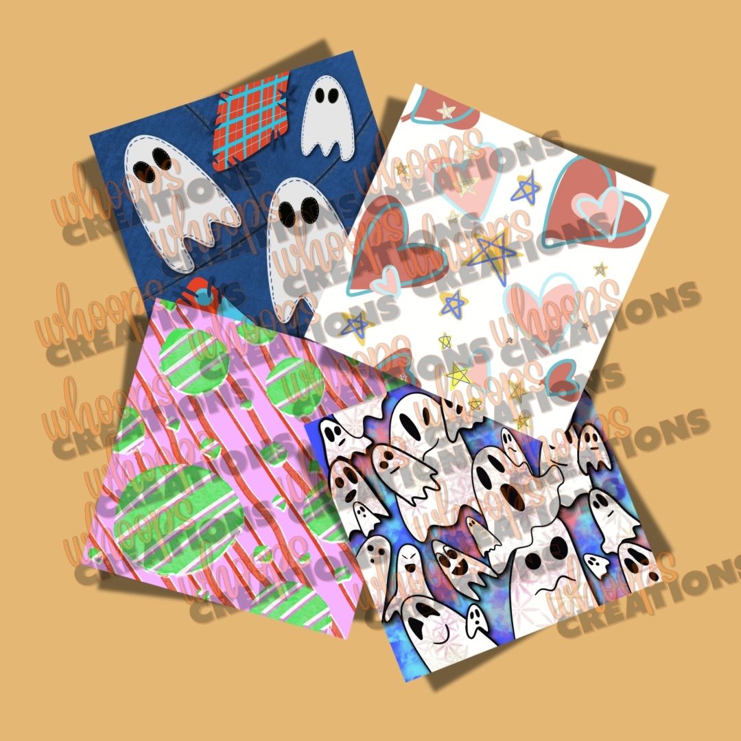 Ghost Digital Paper Set – Imperfect Halloween Hand-Drawn 12"x12" Sheets