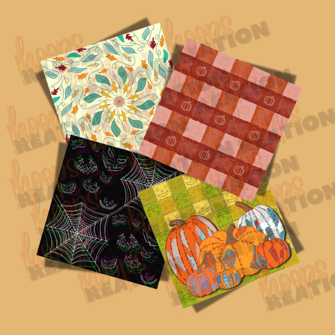 Pumpkin Digital Paper Set – Imperfect Halloween Hand-Drawn 12"x12" Sheets