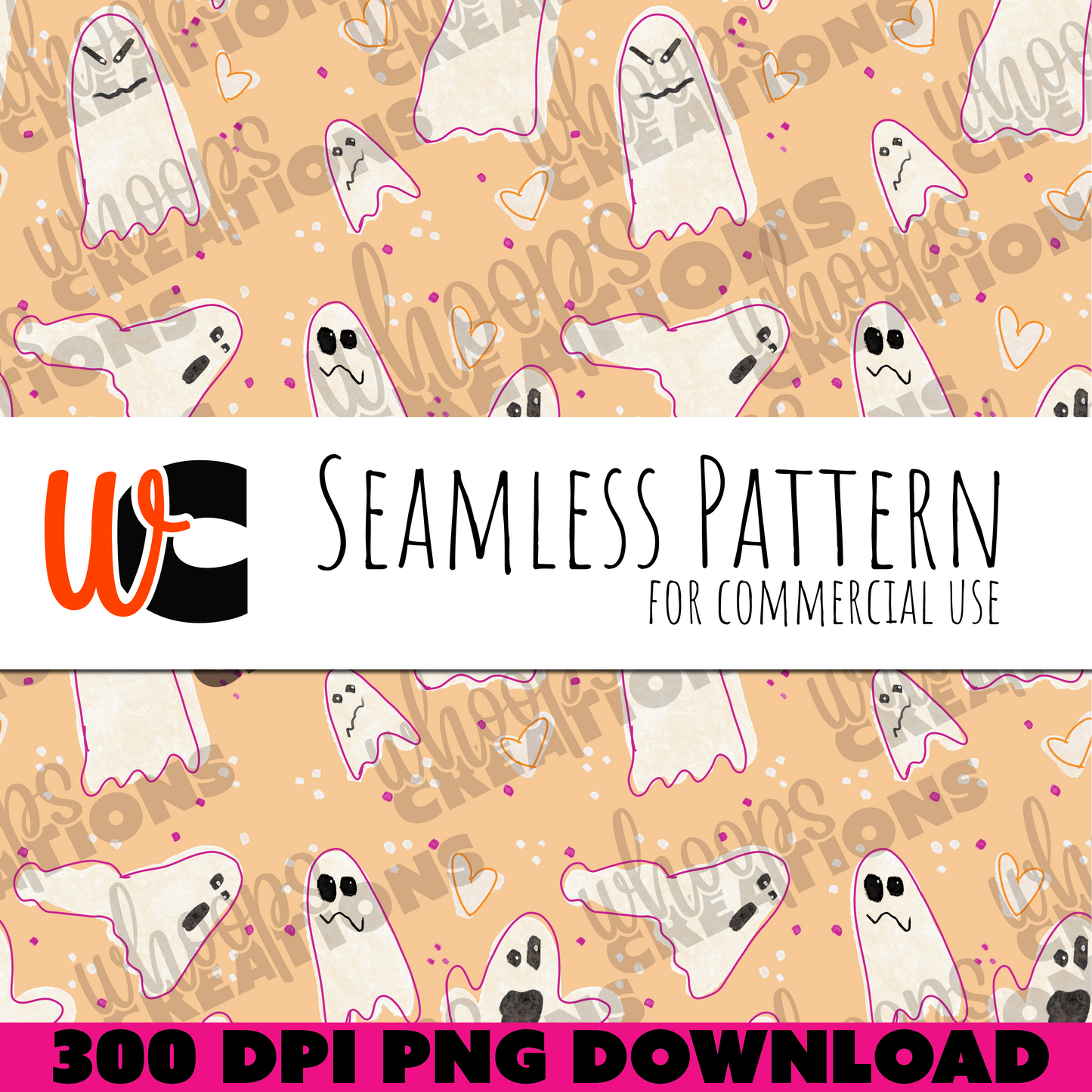 Goofy Ghosts Pattern – Perfectly Imperfect Hand-Drawn Halloween Digital Paper