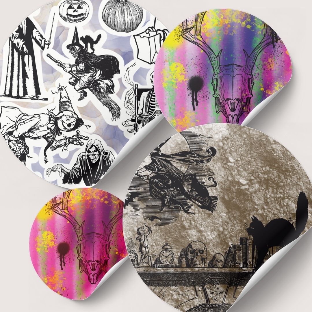 Grunge Digital Paper Set – Imperfect Halloween Hand-Drawn 12"x12" Sheets