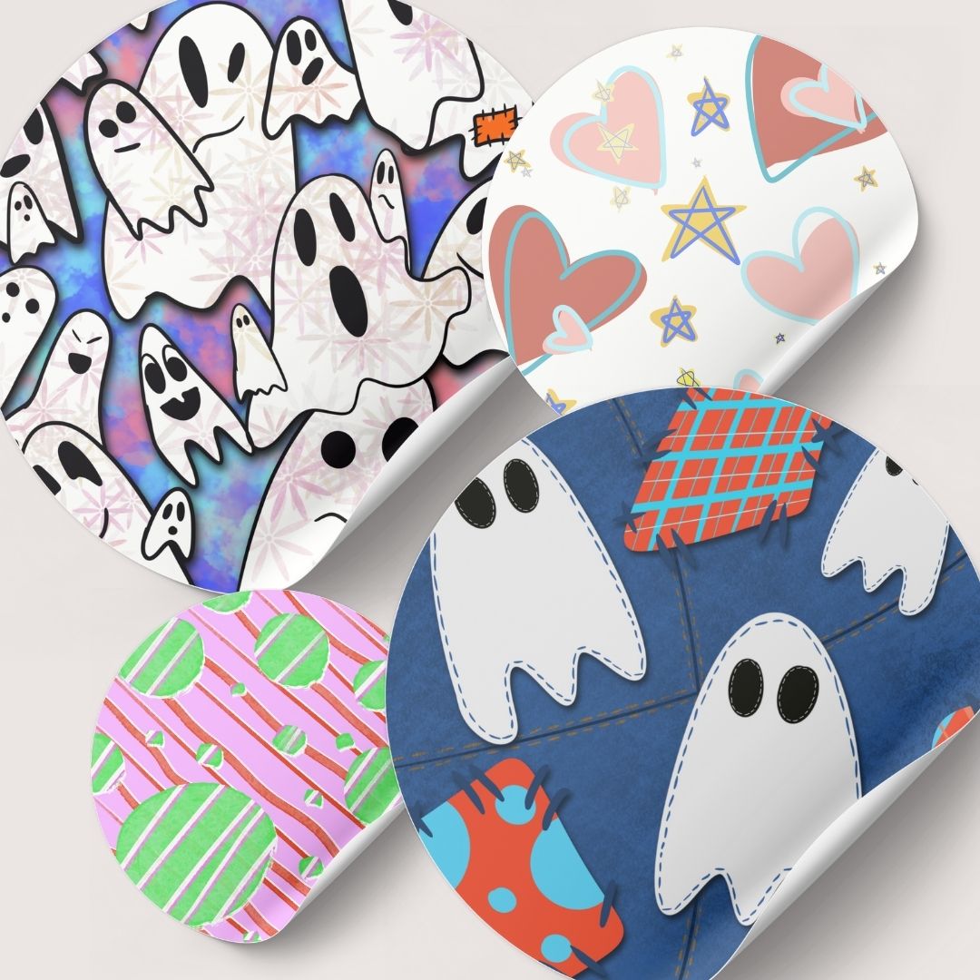 Ghost Digital Paper Set – Imperfect Halloween Hand-Drawn 12"x12" Sheets