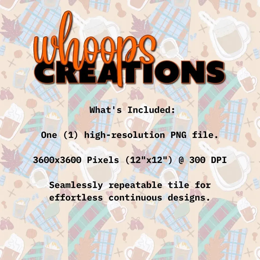 Graphic detailing what is included in the digital download: High-resolution 300 DPI PNG file and the seamlessly repeatable tile.
