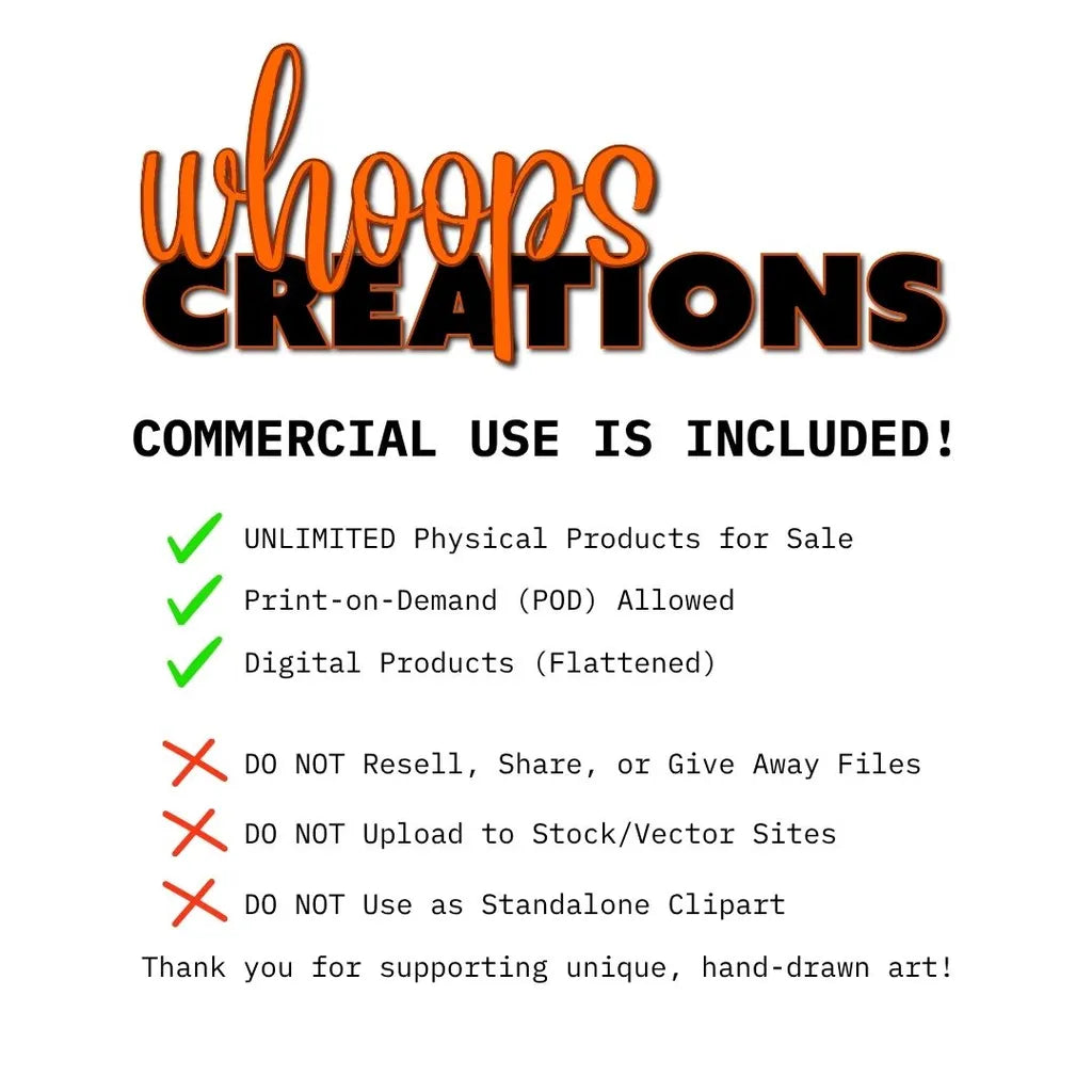 Graphic outlining commercial use licensing for the digital paper set, including printed items and crafts.