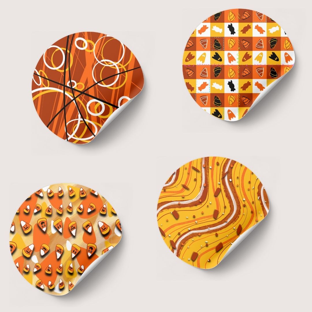 Candy Corn Digital Paper Set – Imperfect Halloween Hand-Drawn 12"x12" Sheets