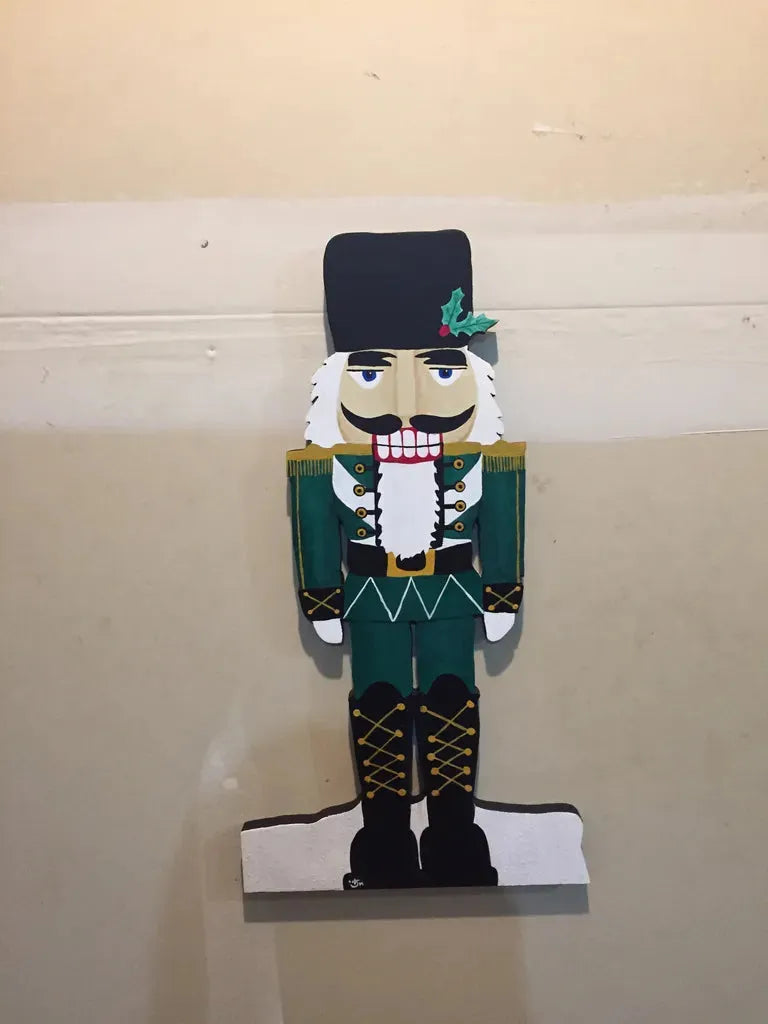 Custom Acrylic Nutcracker Cutout: Hand-painted wood sign commission. Unique holiday decor for home, porch, or mantle display.