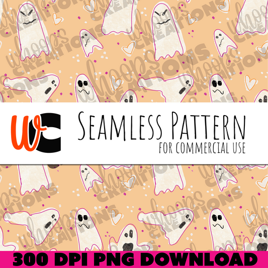 Goofy Ghosts Pattern – Perfectly Imperfect Hand-Drawn Halloween Digital Paper