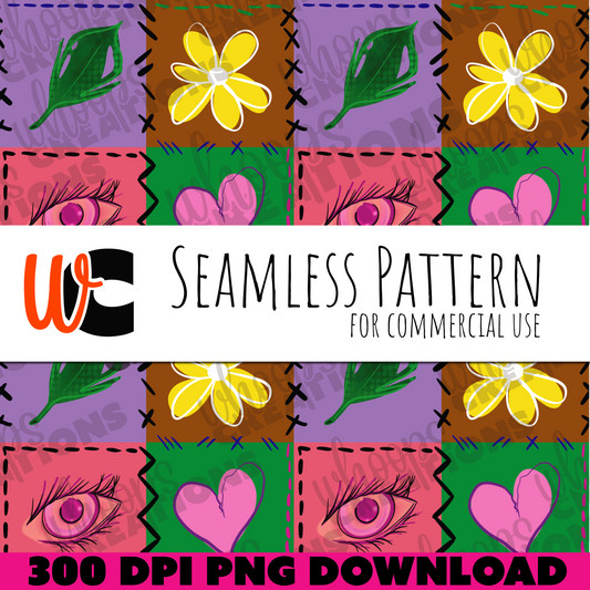 Patchwork Motifs Pattern – Perfectly Imperfect Mixed Motif Digital Paper