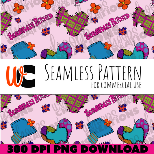 Patchwork Heart Pattern – Perfectly Imperfect Hand-Drawn Digital Pattern